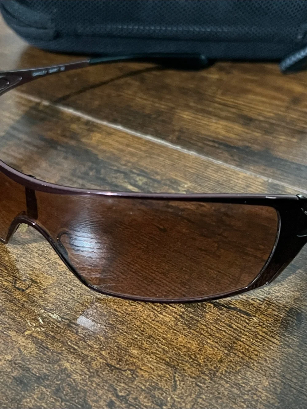 Oakley Brown Shield Sunglasses with Black Hard Case